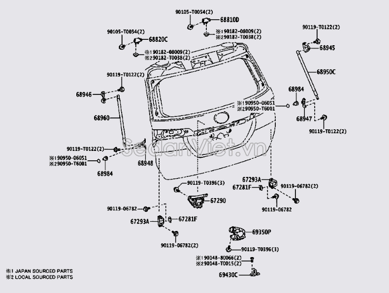 Bản lề cốp hậu 688100K100