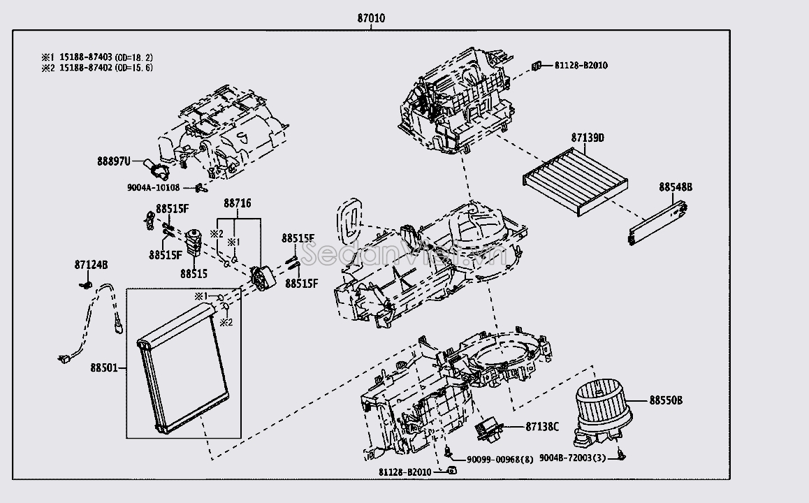 Hộp giàn lạnh trong xe 87010BZ800