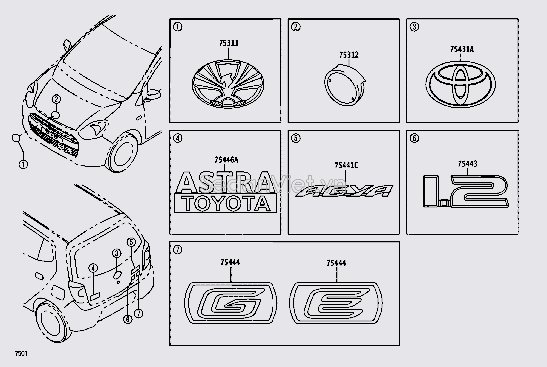 Logo ASTRA TOYOTA 75446BZ050