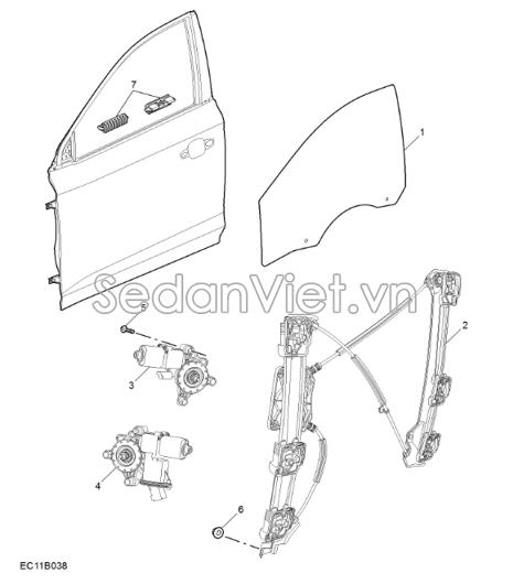 Mô tơ nâng hạ kính cánh cửa trước  10817397