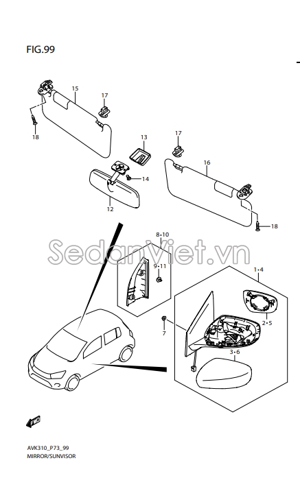 Nhựa ốp gương chiếu hậu trong xe 8478184M006GS