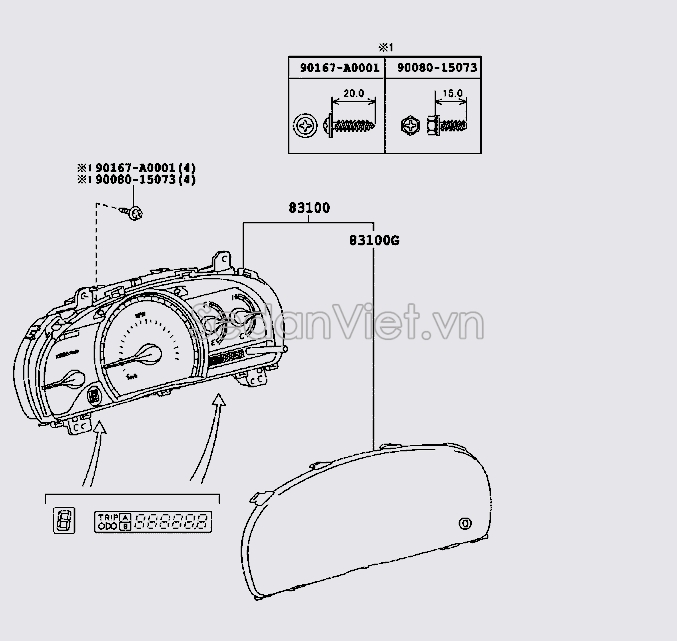 Mặt kính đồng hồ công tơ mét 838520T010