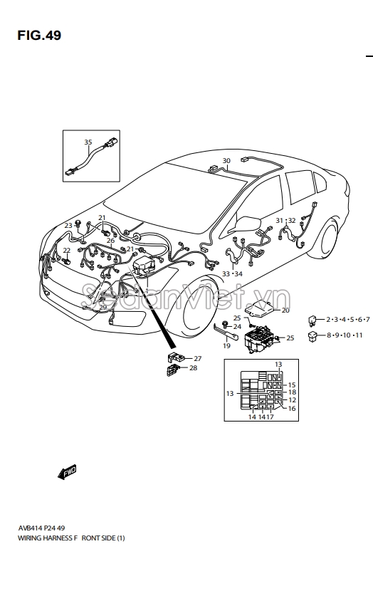 Dây điện cánh cửa trước 3675679PB0000