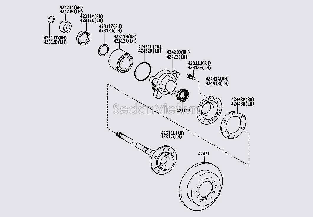 Cụm bi may ơ sau 42421KK050