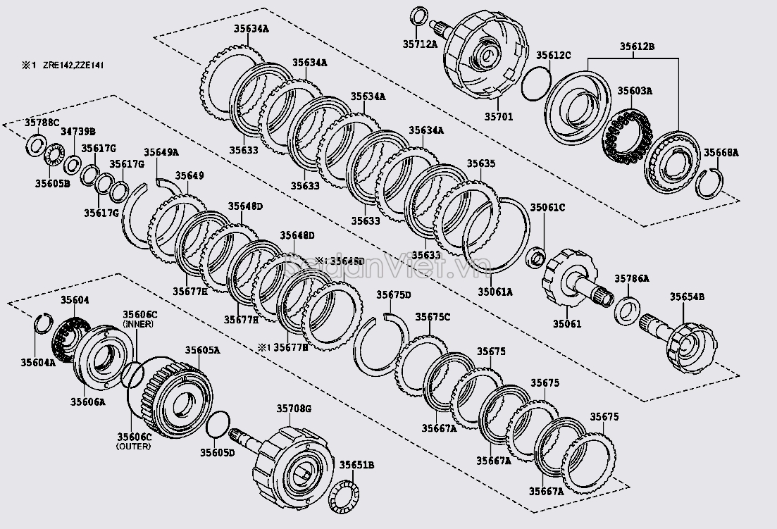 Bộ piston đầu vào hộp số tự động 3506352010