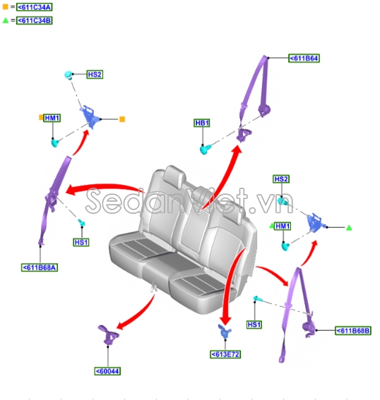 Dây đai an toàn sau MB3Z26611B68AB