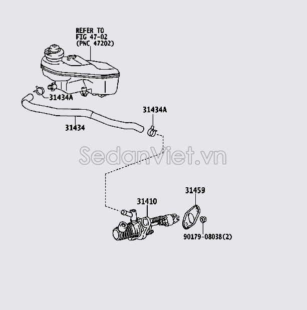 Ống dẫn dầu từ bình dầu xuống tổng côn Toyota Corolla Altis 2008-2010