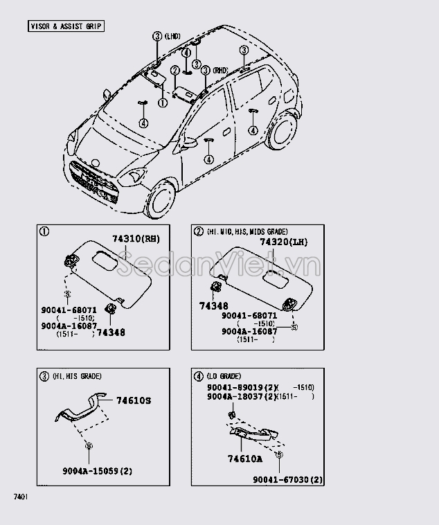 Tay vịn trần xe 74611BZ060B1