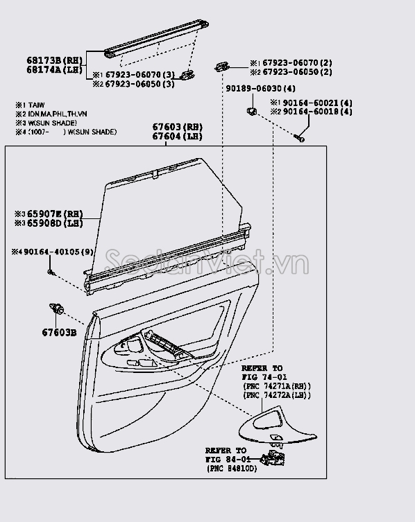 Nẹp chân kính cánh cửa 6817406030