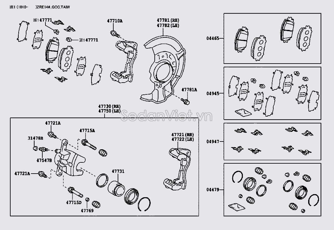 Bộ phớt đại tu xylanh phanh trước 0447802280