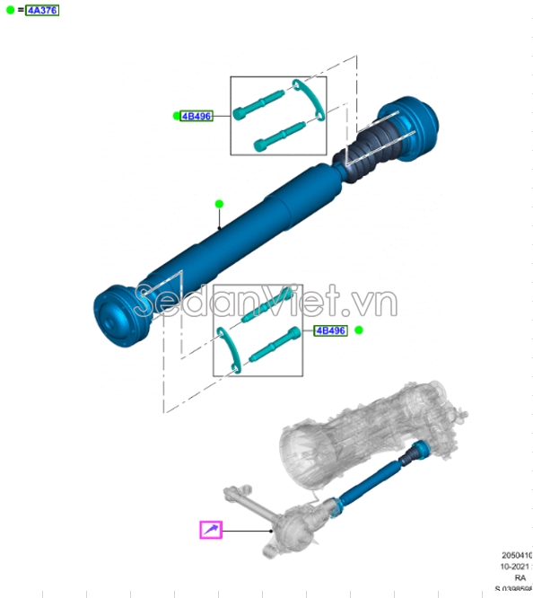 Trục các đăng cầu trước MB3Z4A376P