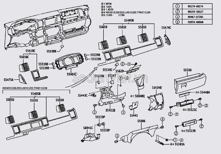 Cốp đựng đồ trong xe Toyota Hiace 2007-2012