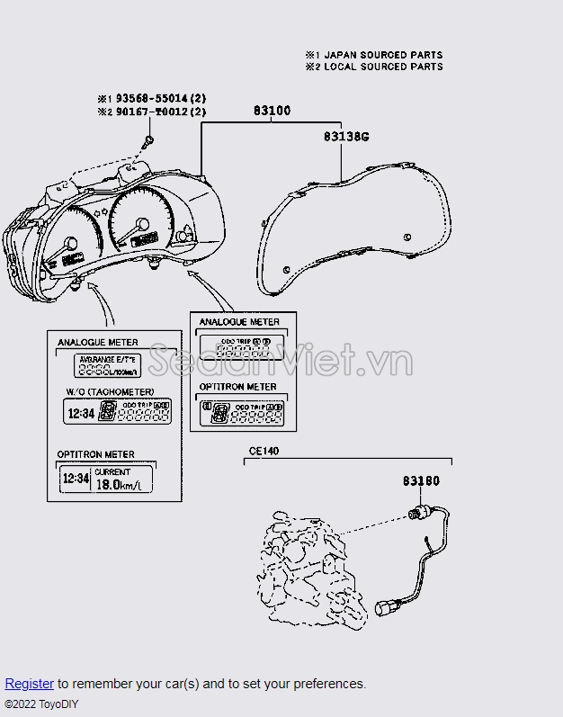 Mặt kính đồng hồ công tơ mét 8385202W70