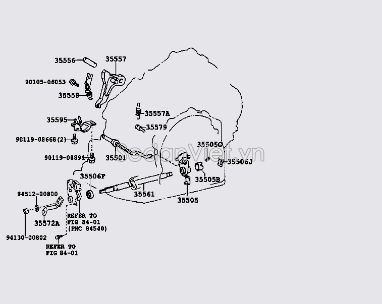 Trục dẫn hướng van hộp số tự động 3555628010