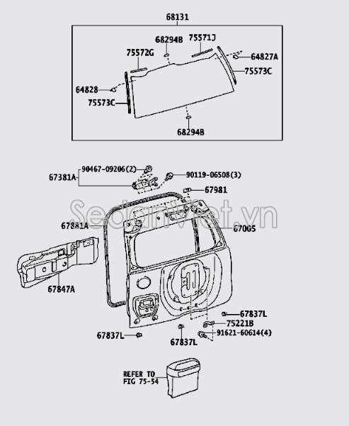 Nẹp chân kính cánh cửa hậu Toyota Land Cruiser Prado 2009-2013