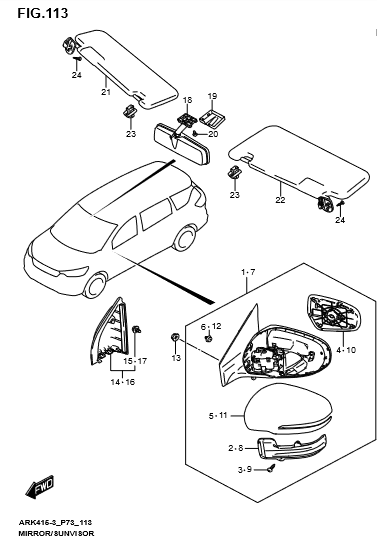 Gương chiếu hậu trong xe Suzuki XL7 2020