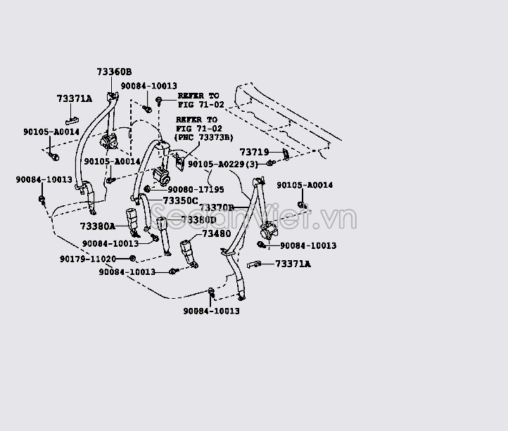 Dây đai an toàn ghế sau 733600T010B1