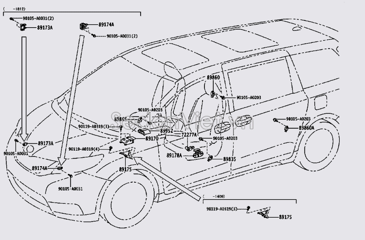 Cảm biến va chạm ghế trước lái 8983108050