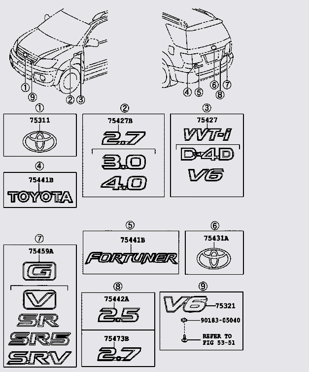 Chữ TOYOTA 754410K031