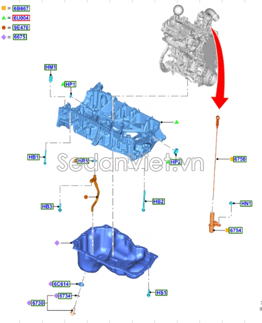 Cụm thước thăm dầu Ford Everest 2022