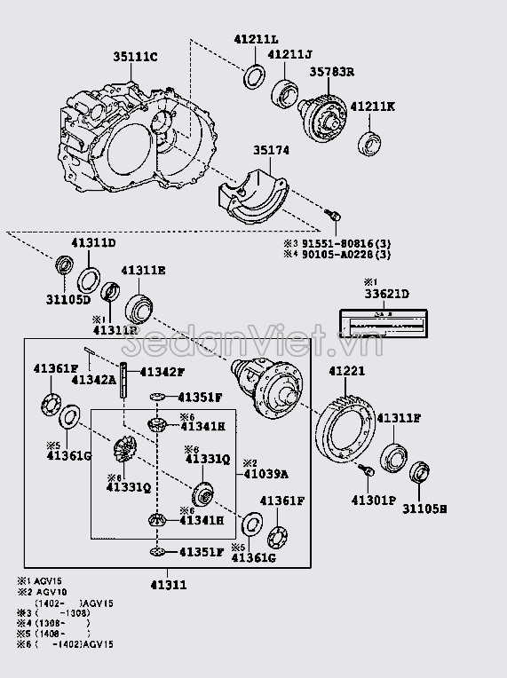 Bộ vi sai hộp số tự động 4130173010