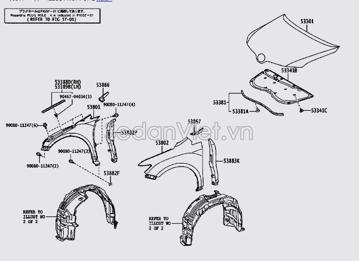 Tấm cách nhiệt capo 533410T010