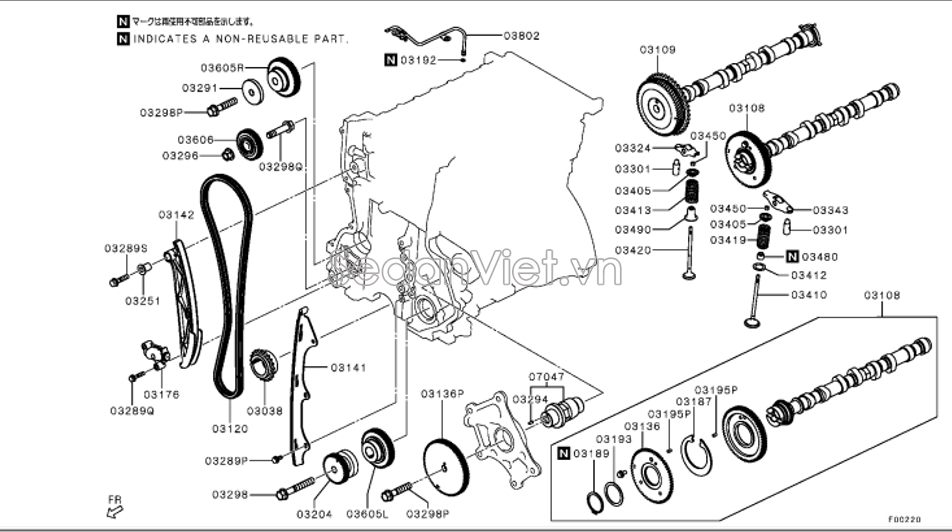 Bánh răng trục cam Mitsubishi Triton 2024-2025