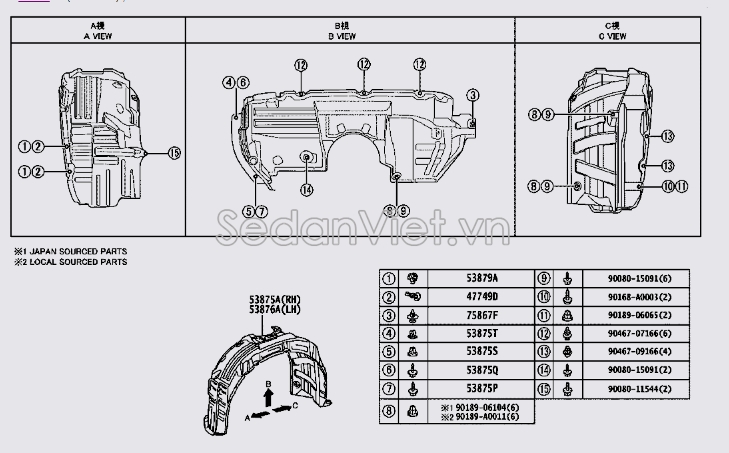 Lòng dè chắn bùn 538760T010