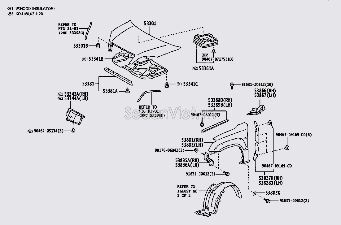 Nắp capo Toyota Land Cruiser Prado 2004-2009