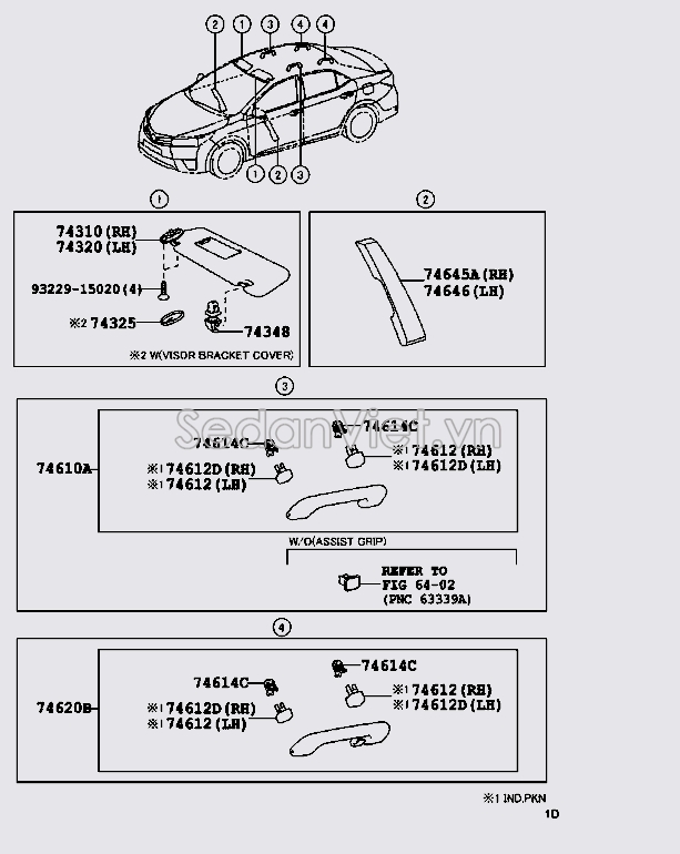 Tay vịn trần xe 746100D080B1