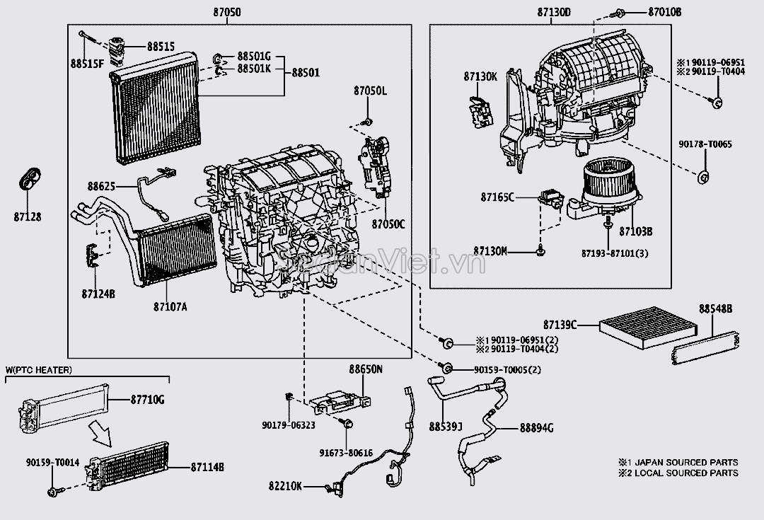 Hộp giàn nóng trong xe 870500KJ70