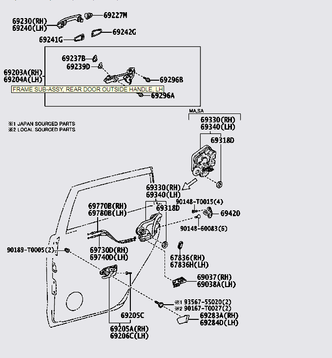 Tay mở cửa trong 692050K110C0