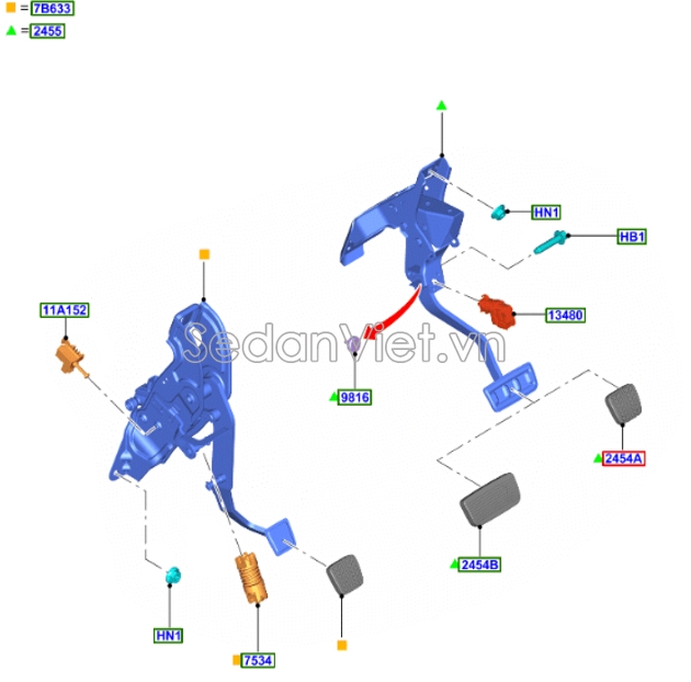 Cụm bàn đạp phanh MB3Z2455Z