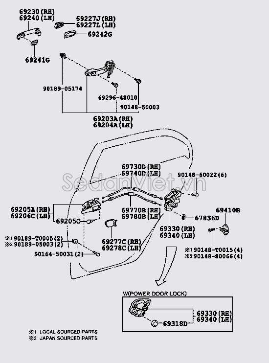 Tay mở cửa ngoài Toyota Corolla Altis 2009-2010