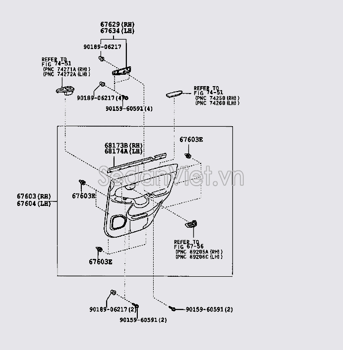 Nẹp chân kính cánh cửa Toyota Land Cruiser Prado 2004-2009