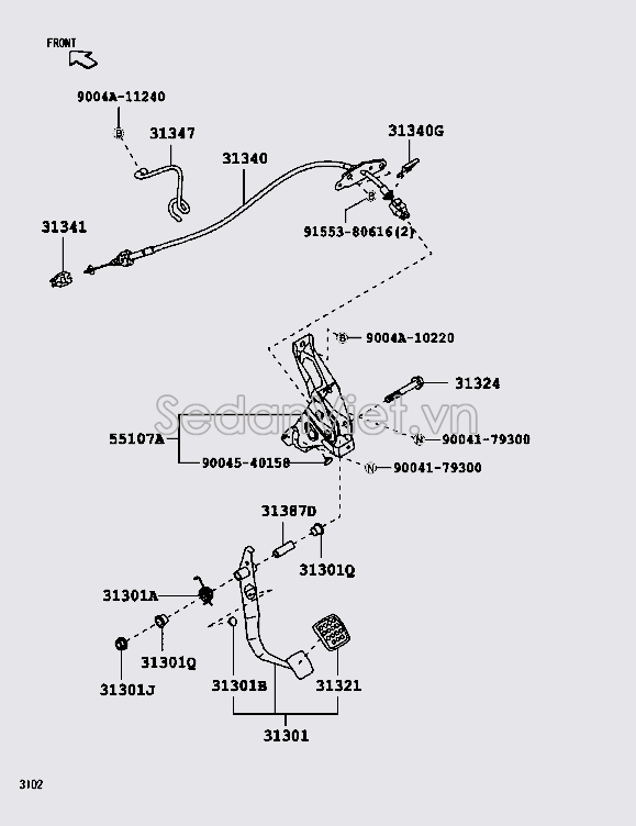 Giá bắt chân côn số sàn 55107BZ230