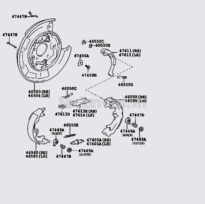 Guốc phanh tay 465900E010