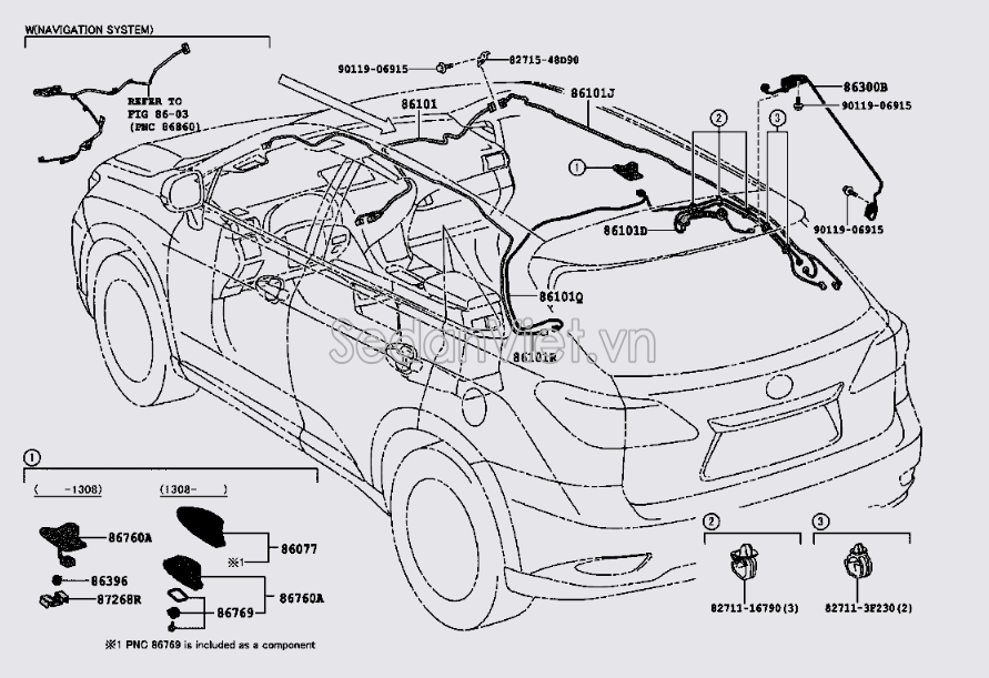 Dây ăng ten Lexus RX450H 2009-2012