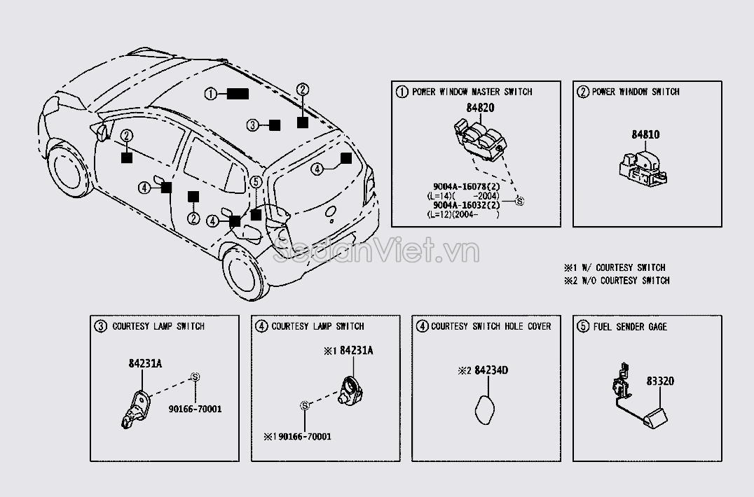 Công tắc nâng hạ kính cánh cửa đơn 84820BZ320