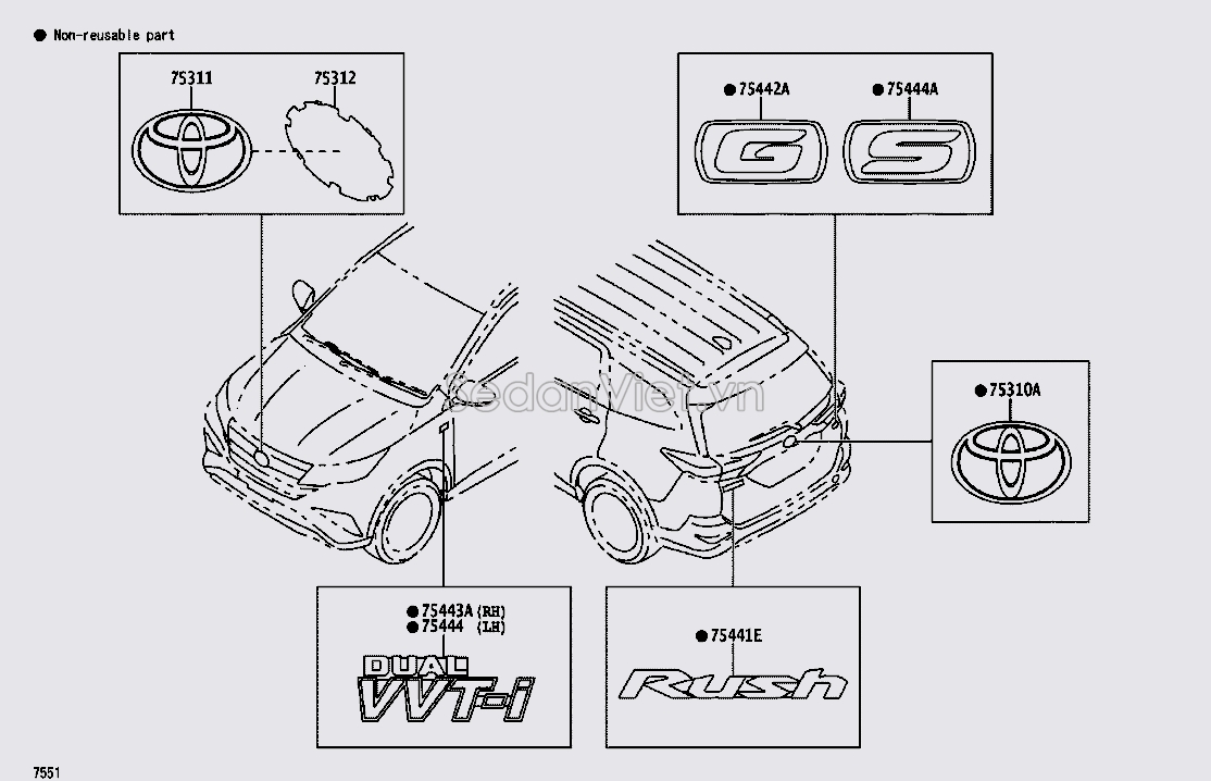 Logo DUAL VVT-I 75443BZ180