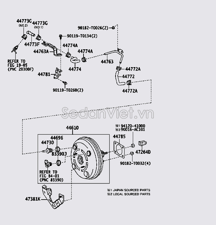 Ống hơi van chân không vào bầu trợ lực phanh 44772KK070