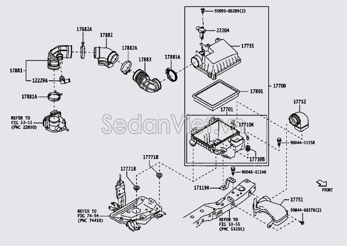 Hộp lọc gió động cơ có đựng lọc 17700BZ270