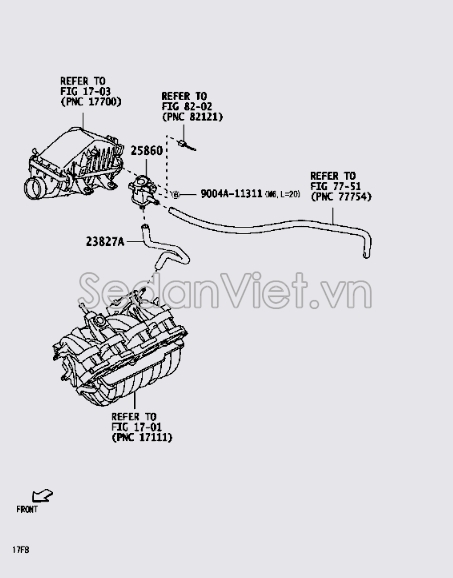 Ống hơi van chân không 23827BZ020