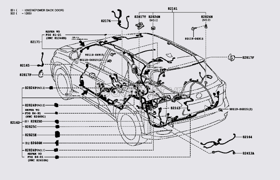 Dây điện khoang hành khách sau Lexus RX450H 2009-2012