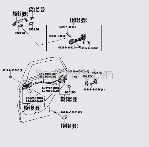 Đuôi tay mở cửa ngoài Lexus RX450H 2010-2013