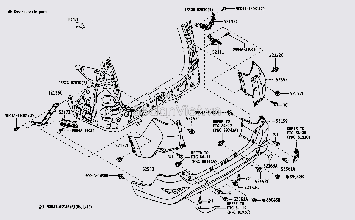 Ốp cản sau 52552BZ060