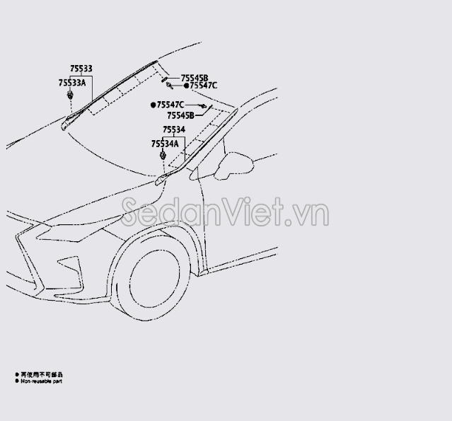 Gioăng kính chắn gió trước 7553648010