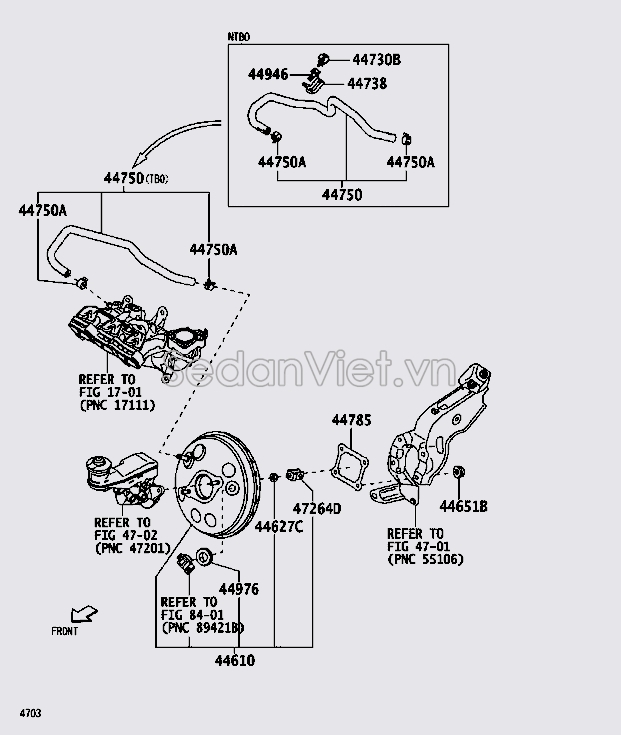 Ống hơi van chân không 44750BZ390