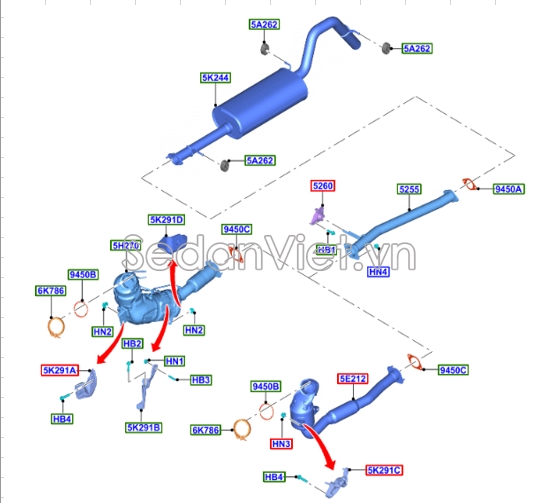 Bầu trung hòa khí xả MB3Z5H270D