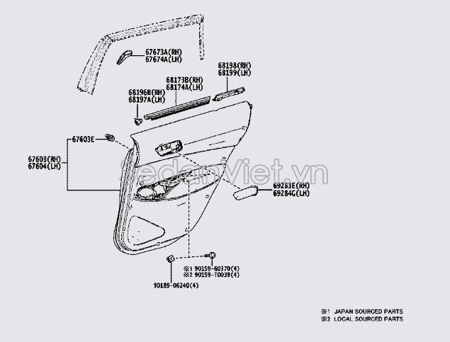 Táp bi cánh cửa sau 676300A170C3